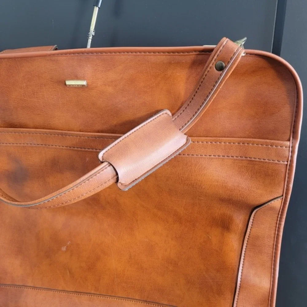 Vintage‎ Airway Luggage Garment Bag Leather Trim Suit Carrier Travel Luggage
